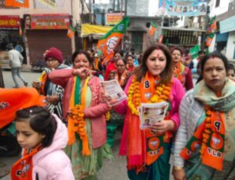 भाजपा मेयर प्रत्याशी दीपक बाली की पत्नी सहित भाजपा महिलाओं ने प्रचार में झोकी ताकत