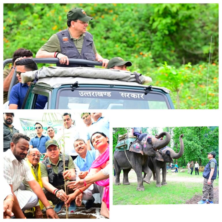 मुख्यमंत्री पुष्कर सिंह धामी पहुंचे कॉर्बेट नेशनल पार्क पौधारोपण कर एक पेड़ मां के  नाम