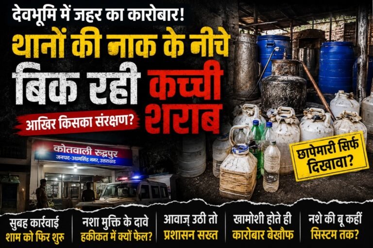 कच्ची शराब माफिया बेखौफ, प्रशासन खामोश,देवभूमि को नशामुक्त बनाने के दावे फेल,शहर में खुलेआम बिक रहा जहर